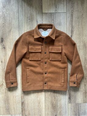 Boys Old Navy Full-Snap Camel Brown Dress Coat - Size Large (10/12)